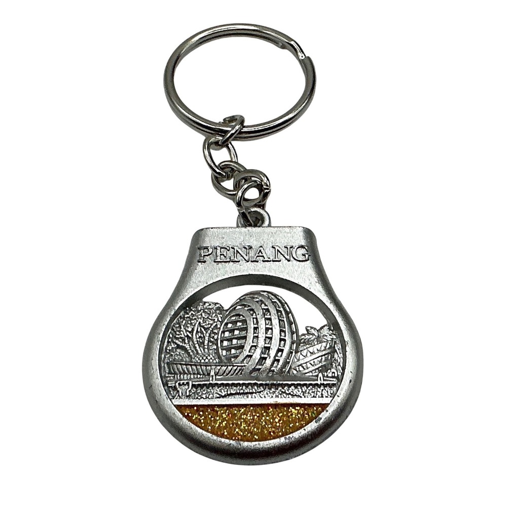 Penang Souvenir‎ Keychain Malaysia Travel Komtar Tower Building Glitter Charm